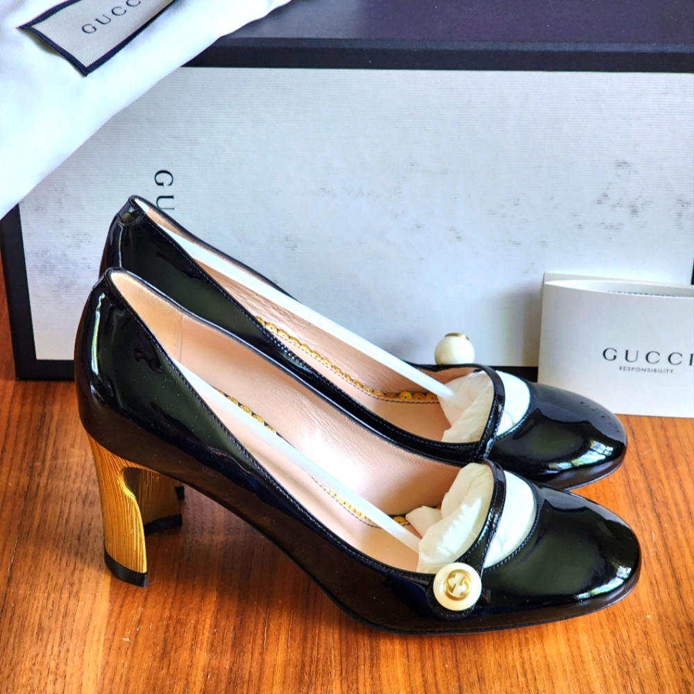 $950 Brand New 100% Auth Gucci GG Vernice Crystal Women's Pumps Sz 7.5 37.5